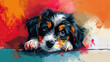 cute innocent dog or painting of a puppy