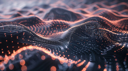 Wall Mural - Futuristic Digital Landscape of Flowing Data and Network Connectivity