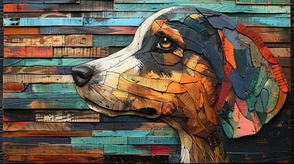 Wall Mural - concept of Belonging Inclusion Diversity Equity DEIB,  multicolor painted puppy or dog showing diversity