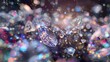 A close-up photograph showcasing a sparkling diamond set against a backdrop of bubbles, creating a visually striking contrast between the crystal clear gem and the translucent bubbles.