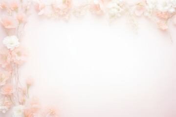 Poster - Delicate pink flowers gracefully sprawled across a pristine white background, creating a serene and elegant floral composition