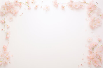 Poster - Delicate pink flowers bloom against a pristine white backdrop, creating a whimsical and serene composition