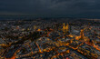 Incredible Aerial View over Frankfurt am Main, Germany Skyline at Night with City Lights