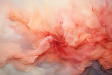 Fototapete - Swirling clouds of pink and orange smoke create a mesmerizing and dreamy atmosphere, blending together in a graceful and fluid movement