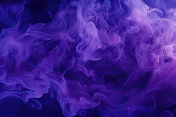 Fototapete - Blue and purple smoke twirl and intertwine against a black backdrop, creating a mesmerizing and otherworldly texture