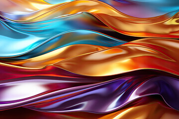Poster - A vibrant abstract painting depicts a wave of colors flowing gracefully across the canvas, blending and mixing in a harmonious dance of hues and shapes