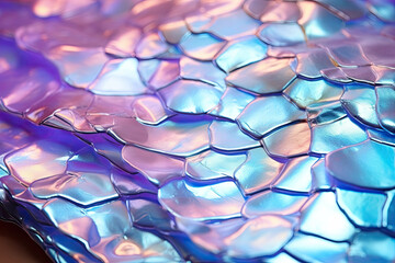 Canvas Print - A close-up capturing the iridescent beauty of a shiny blue and purple surface, reflecting light in a mesmerizing display of colors