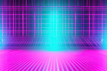 Poster - Soft pink and blue squares dance across an abstract background in a harmonious blend of colors and shapes