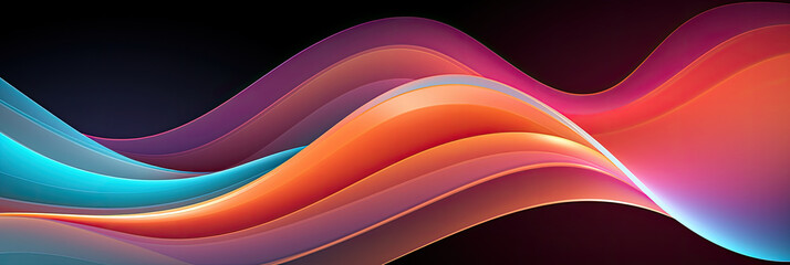 Aufkleber - Vibrant abstract waves in vivid gradient colors, creating a smooth, flowing, and dynamic banner background.