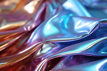 Poster - intricate patterns and textures of a shiny neon  material, reflecting the subtle glow of the moonlight