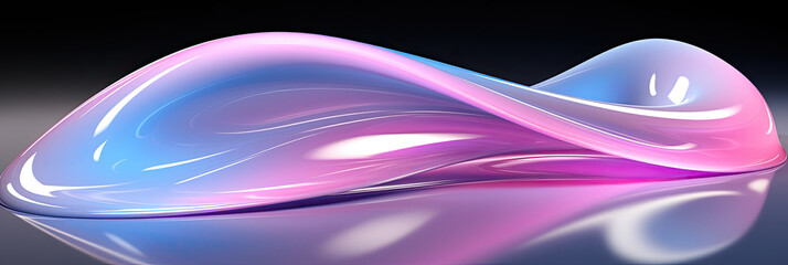 Aufkleber - A pink blue abstract object dances gracefully on a reflective surface, creating a mesmerizing blend of colors and shapes