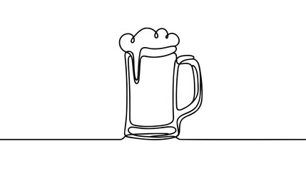 Continuous one line drawing of beer glass.