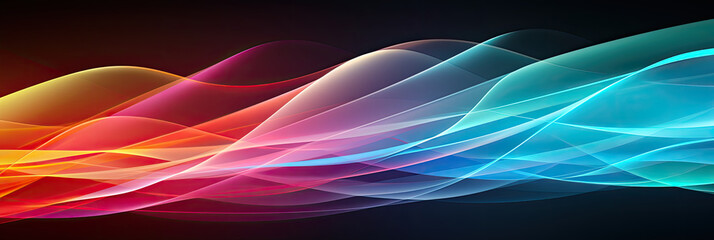 Aufkleber - A mesmerizing display of a multicolored wave swirling and moving gracefully on a black backdrop, creating a stunning visual spectacle