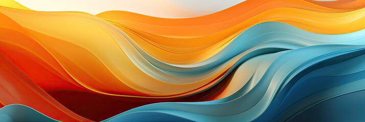 Aufkleber - Abstract wavy design in warm orange and cool blue hues.