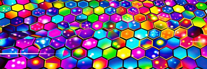 Aufkleber - A dynamic array of hexagonal shapes in a multitude of colors creates a visually captivating abstract background