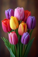 Poster - colorful tulips in full bloom, creating a vivid display of natures beauty