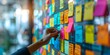 © Your isolated stock - software developer or scrum master is updating kanban board