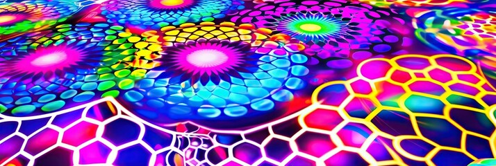Poster - A vibrant painting filled with a myriad of colors and shapes, intertwining and overlapping in a harmonious dance of artistic expression