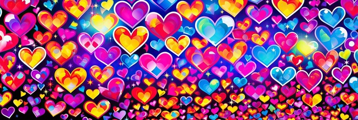 Leinwandbilder - colorful hearts in various shades and sizes