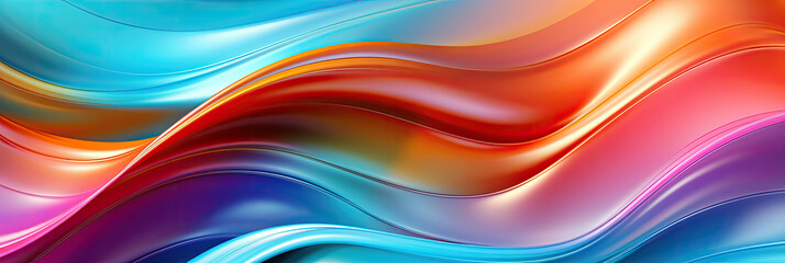Poster - Vibrant swirling and intertwining wavy lines in a multitude of bright colors creating a dynamic and abstract background