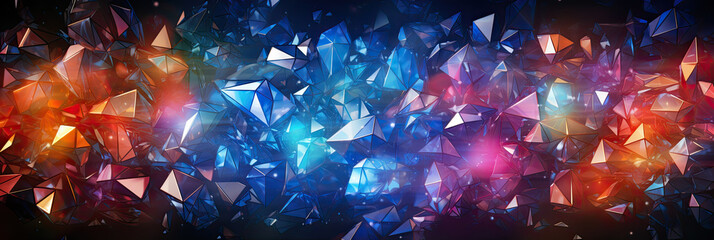 Leinwandbilder -  Vivid blue and red crystal facets with bright highlights, banner. Abstract Colorful Crystal Background.