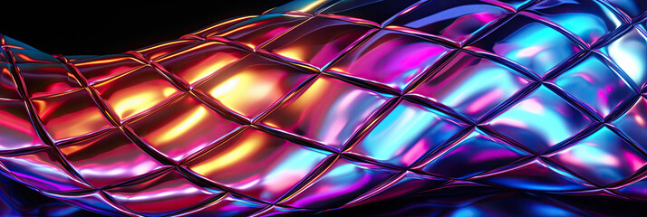 Poster - shiny metal object neon glistening under the moonlight, showcasing intricate details and reflections