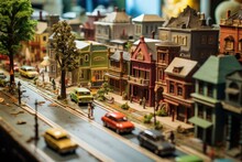 Pint-sized Miniature Model Town. Architecture Model. Generate Ai