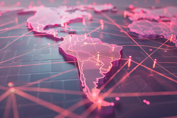 Poster - Global communication and international connections. World map with connected lines and dots