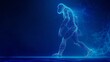 Evolutionary journey from monkey to man, captured in spirit with a blue futuristic glow