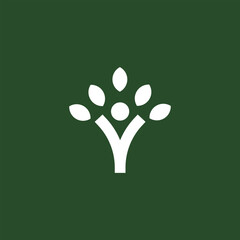 Wall Mural - People combine with leaf logo, people tree logo, people letter Y template