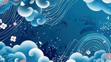 Fototapeta Kosmos - Blue Japanese pattern wave background