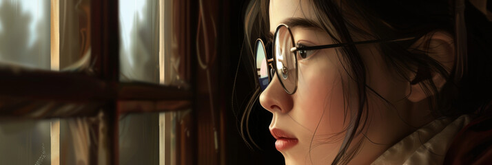 Poster - a girl with glasses, generative AI