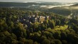 Areal view of the Stuplje Monastery near a forest