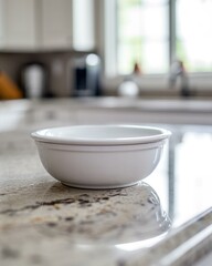 Poster - A white bowl sitting on a counter top. Generative AI.