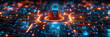 digital lock icon surrounded by a fiery glow signals a breach in cybersecurity.