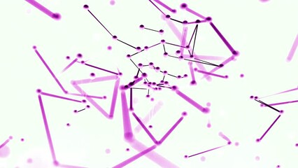 Aufkleber - Colorful particles connected by lines flying flying towards camera. Design. Plexus dynamic background.