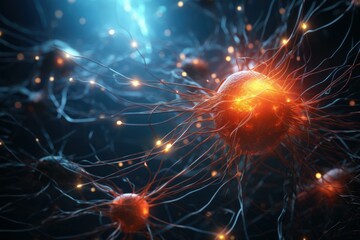Poster - Neuronal connection. Care science brain. Generate Ai