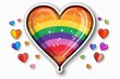 LGBTQ Sticker queer sticker design. Rainbow accepting motive love union diversity Flag illustration. Colored lgbt parade demonstration tangerine. Gender speech and rights interpolate