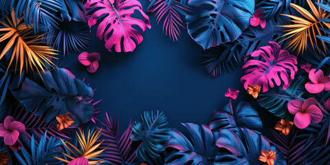 Wall Mural - Colorful summer Tropical leaves background