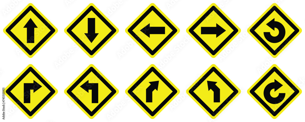 set curve turn right left forward backward go yellow degree loop road ...