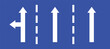 Set highway blue traffic sign three line road two straight direction or left turn primited arrow. Mandatory information route coution symbol collection web mobile isolated white illustration.