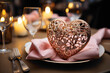 A lovable disposable napkin ring with a heart-shaped detail on a romantic dinner table