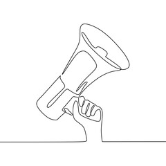 Wall Mural - Single continous line art of megaphone