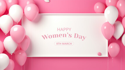 Wall Mural - International Women's Day Concept with Balloons On Isolated Background