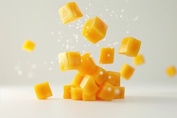 Wall Mural - cube of mango on white background 