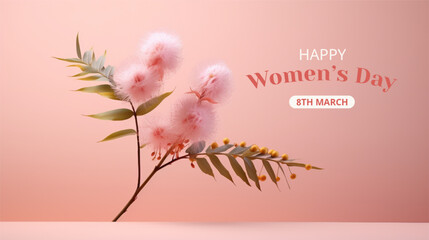 Wall Mural - International Women's Day Concept with cherry blossom flower On Isolated Background