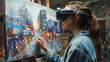 © tiagozr - Woman painting on canvas wearing VR headset