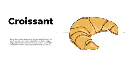 Wall Mural - Croissant one continuous line design . Decorative elements drawn on a white background.