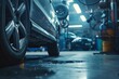 Automotive repair shop scene with a car being serviced Highlighting the expertise and reliability of vehicle maintenance