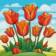 cartoon tulip illustration material
